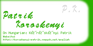 patrik koroskenyi business card